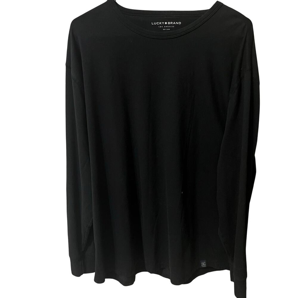 Lucky Brand Long Sleeve Black T-Shirt Men's Size XXL EUC Soft Plain Black Shirt